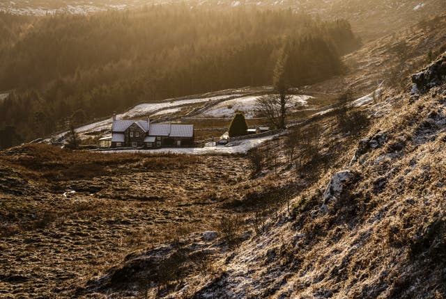 Frost and snow covers a house in the North York Moors National Park