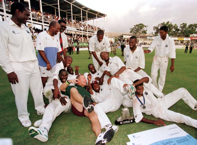 The West Indies celebrate their 3-1 series win against England in 1994