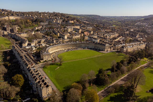 A view from above of a green space in Bath