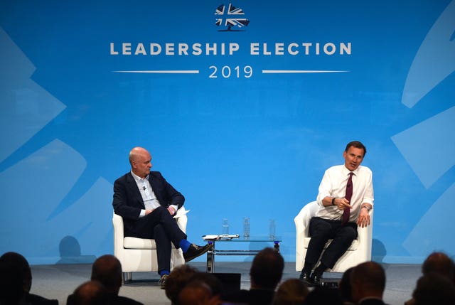 Jeremy Hunt during a Tory leadership hustings in London