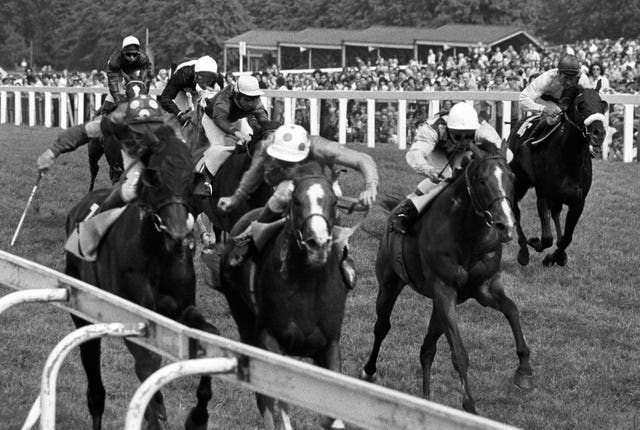 The Minstrel and Lester Piggott on the way to winning the King George at Ascot