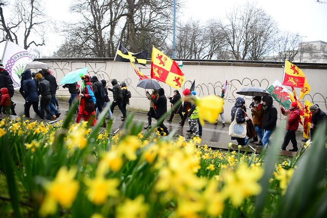 Hundreds marched through the capital city
