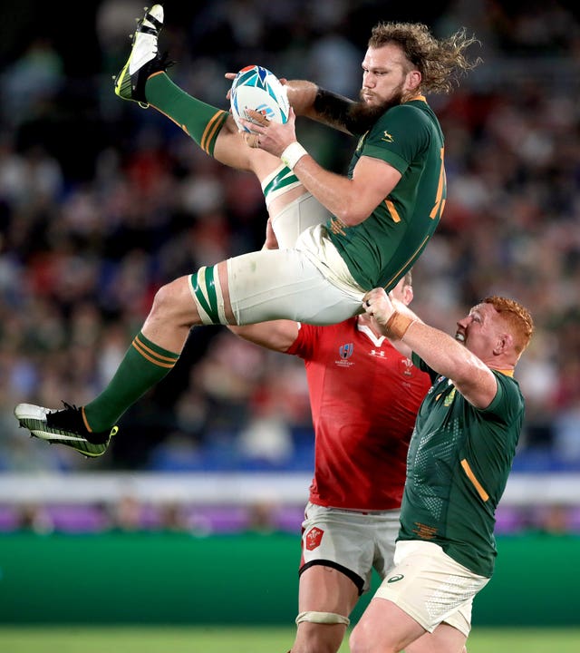 South Africa's RG Snyman catches the ball