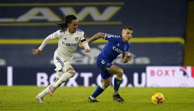 Helder Costa, left, has made 13 Premier League starts for Leeds this season