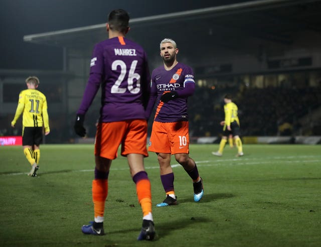 Sergio Aguero (right) scored the only goal at the Pirelli Stadium