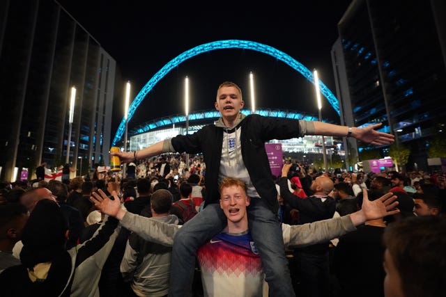 England fans celebrate outside Wembley