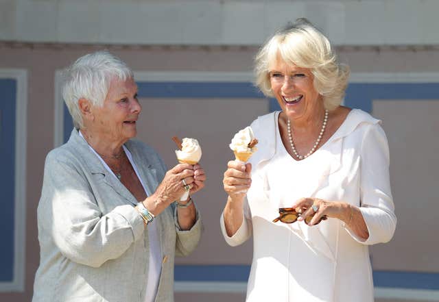 Dame Judi Dench and Camilla eat ice cream