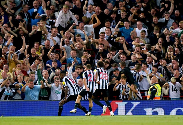Alexander Isak celebrates his opening goal