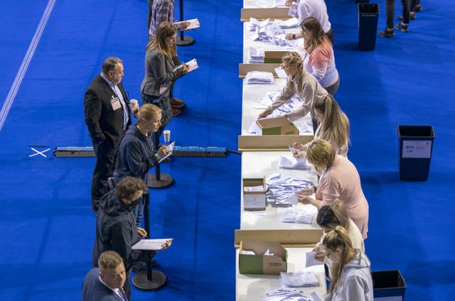 Votes are sorted at the Glasgow City Council count