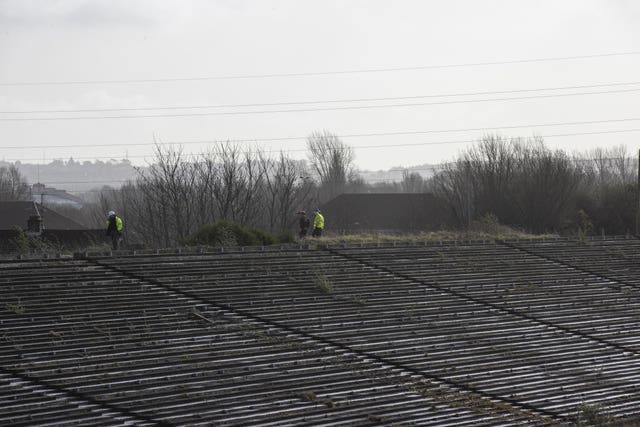 Two workers at Casement Park GAA stadium