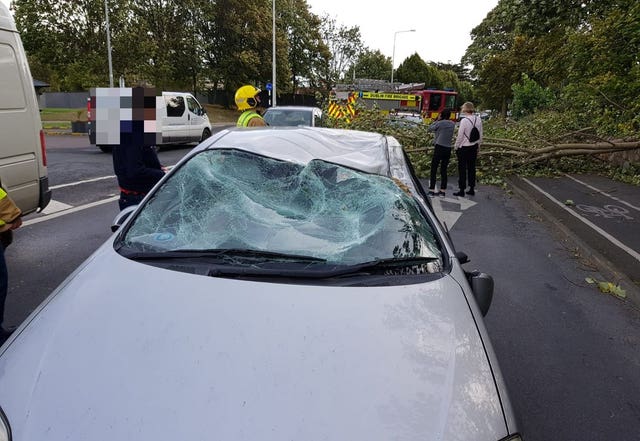 A damaged car