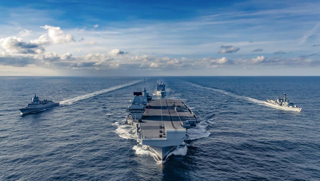 Norwegian anti-submarine frigate HNoMS Thor Heyerdahl with the UK’s Carrier Strike Group as it transits east across the Atlantic following deployment to the USA, taken by Leading Photographer Kyle Heller 