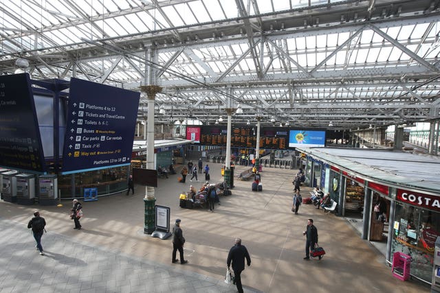 A quieter than normal Edinburgh Waverley station (Andrew Milligan/PA)