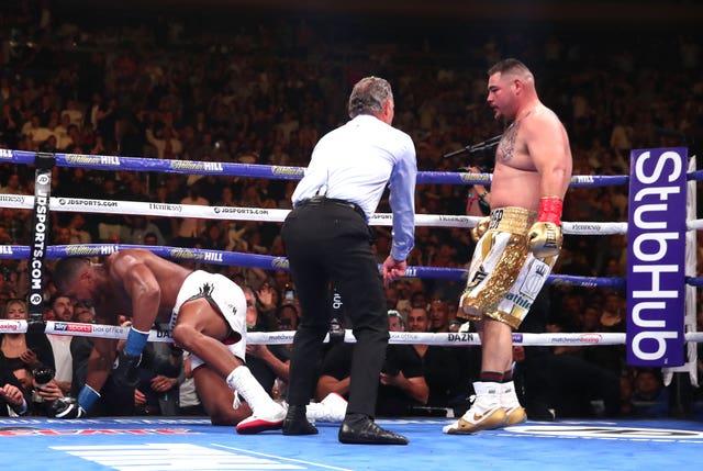 Anthony Joshua was knocked down four times on his way to defeat against Andy Ruiz Jr at Madison Square Garden in June 2019