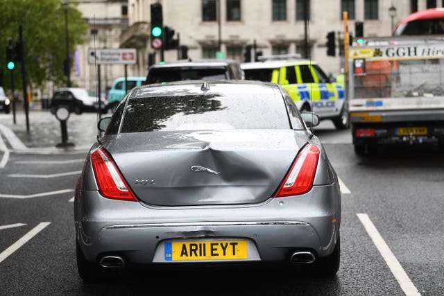 Damage to Prime Minister Boris Johnson’s car