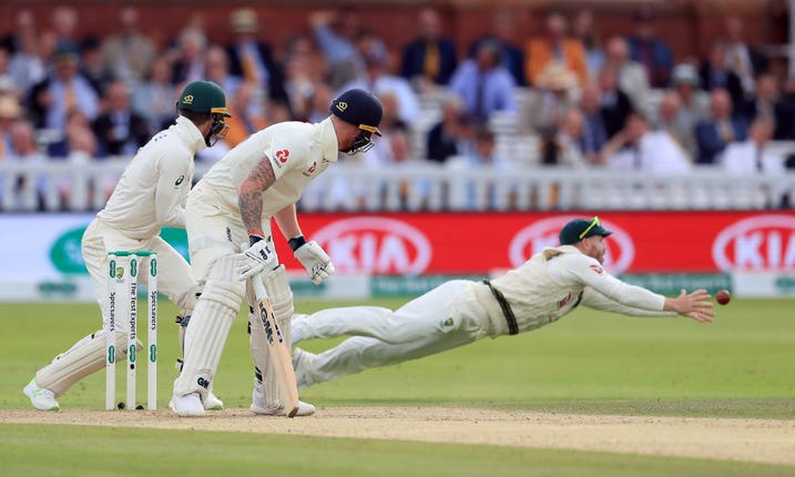 A Ben Stokes edge just evades David Warner