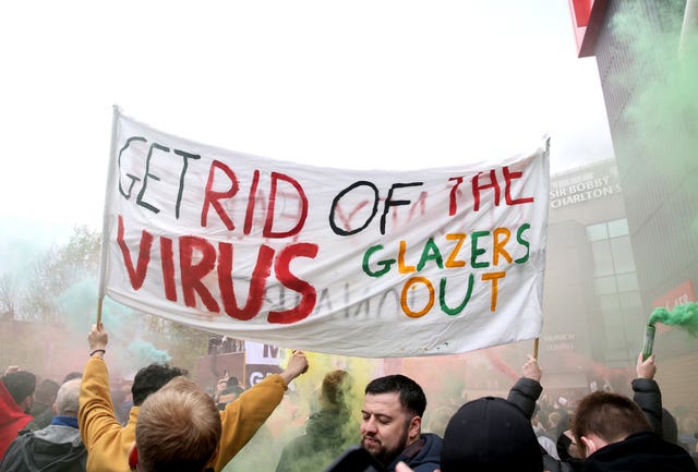 Fans protested at Old Trafford on Sunday 