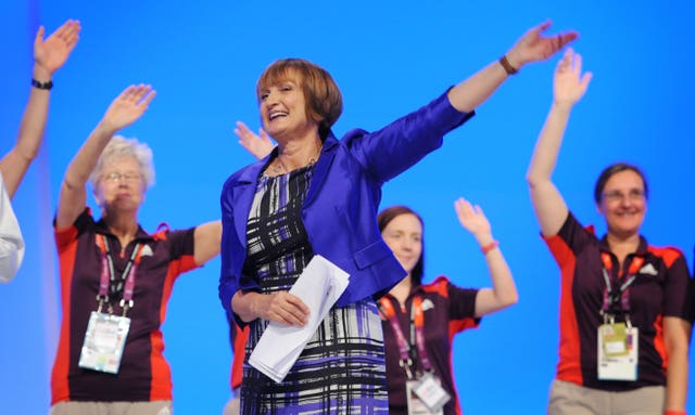 Tessa Jowell with Olympic Gamesmakers at a rally to honour Team GB athletes in October 2012 (Stefan Rousseau/PA)