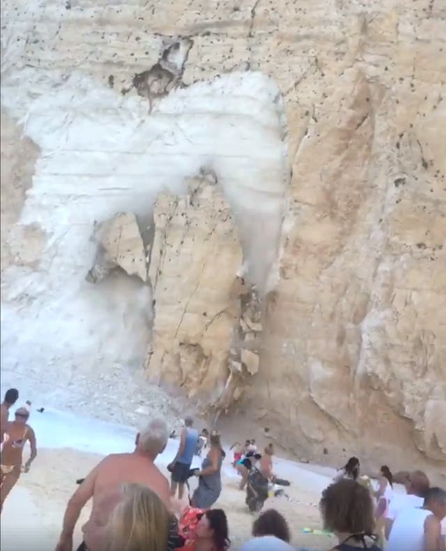 Landslide on Greece beach
