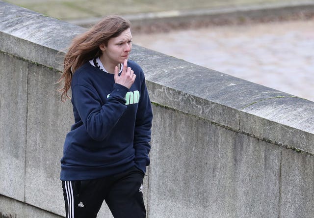 Gemma Watts arrives at Winchester Crown Court