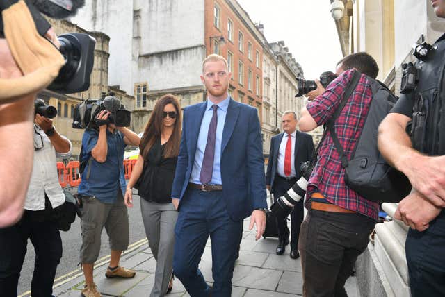 Ben Stokes arrives at Bristol Crown Court.