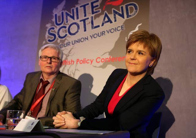 Unite’s Scottish secretary Pat Rafferty (left) and Nicola Sturgeon