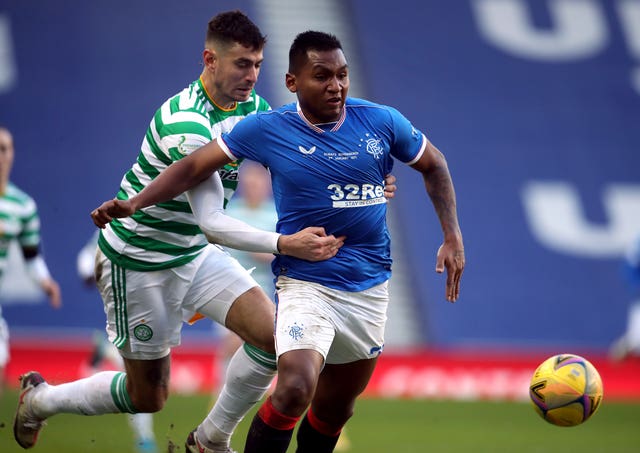 Celtic's Nir Bitton pulls back on Rangers' Alfredo Morelos (