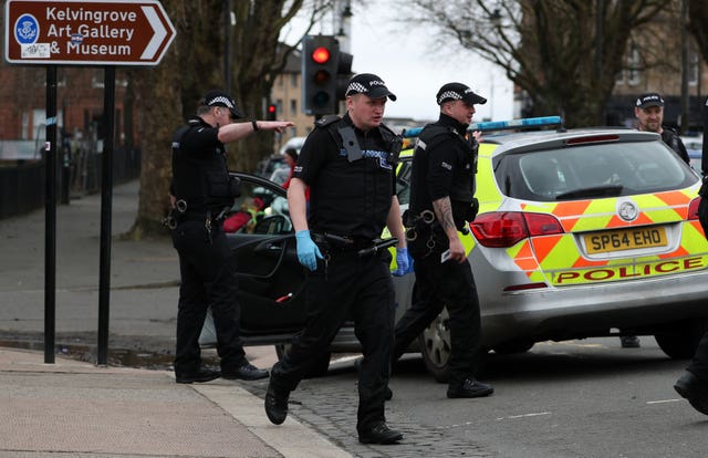 Police officers in Kelvingrove Park