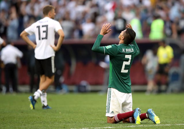 Mexico’s Hugo Ayala celebrates a famous World Cup win over Germany