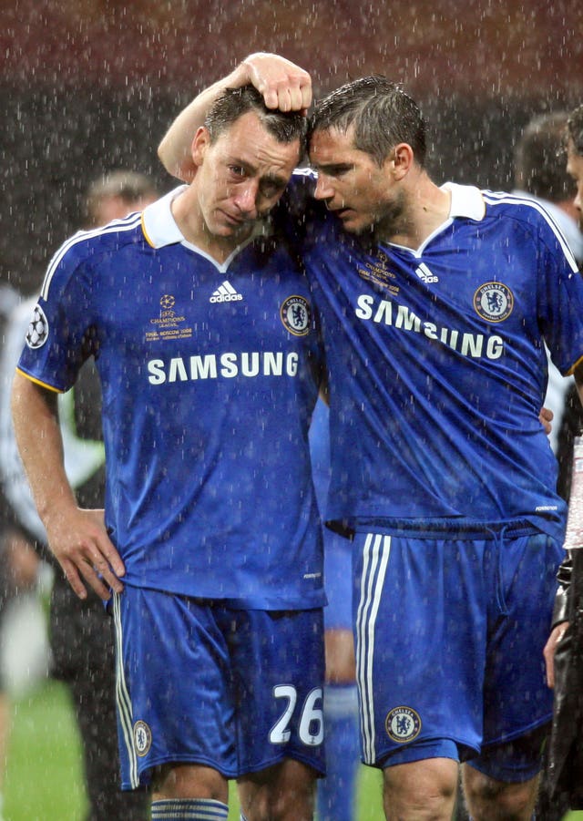 Chelsea's John Terry is consoled by Frank Lampard (PA)