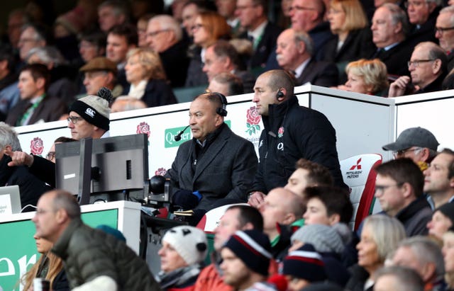 England's head coach Eddie Jones, left, would have been concerned at half-time