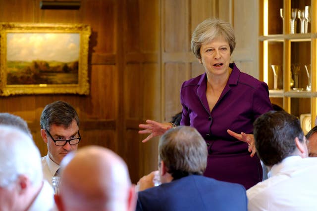 Theresa May speaking during the Cabinet meeting at Chequers on July 6