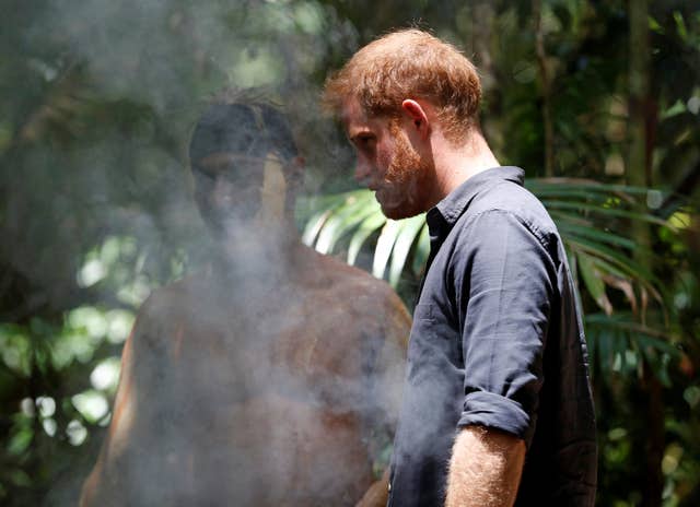 Harry during a smoking ceremony 