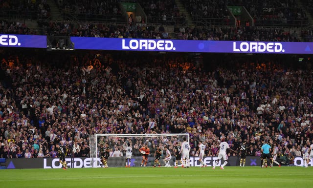 A view of the action in front of the Holmesdale Road Stand