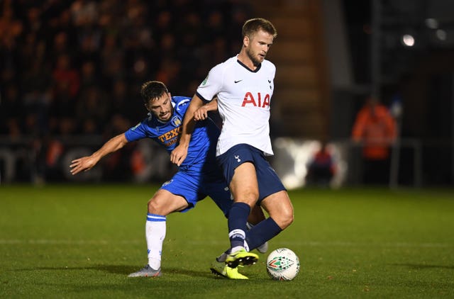 Luke Gambin and Tottenham's Eric Dier battle for the ball