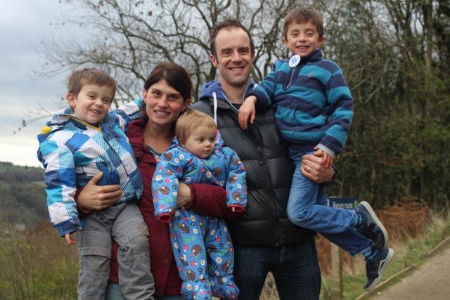 Sam Tuckett (left), with mum Louise, dad Mark, brother Osca and sister Ella