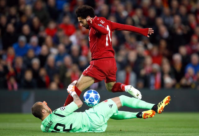 Liverpool forward Mohamed Salah scored twice against Red Star Belgrade at Anfield