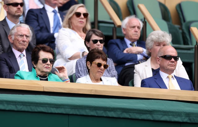 Former tennis player Billie Jean King, left
