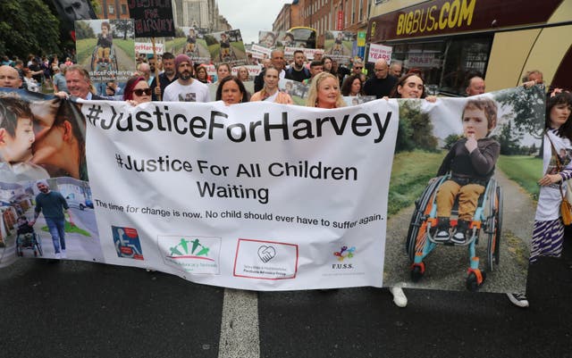 People during a Justice for Harvey March in Dublin city centre