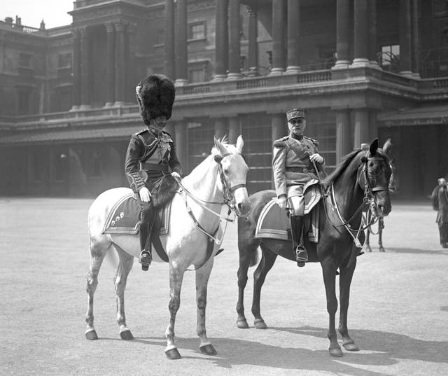 King George V with Marshal Foch at the Trooping the Colour (PA)