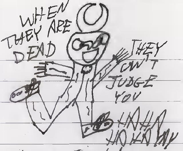 Sketch drawn by the 16-year-old which was shown to the jury