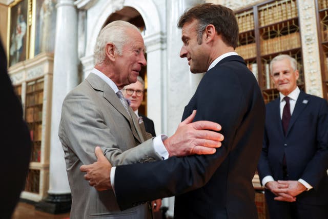 The King with President of France Emmanuel Macron during the European Political Community summit at Blenheim Palace in Woodstock in July 2024