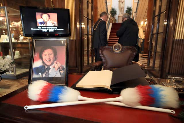 A book of condolence has been set up at Liverpool Town Hall (Peter Byrne/PA)