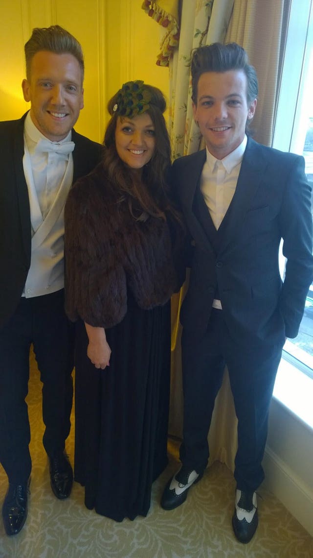 Louis Tomlinson (right) with mother Johannah Deakin and her husband Dan Deakin