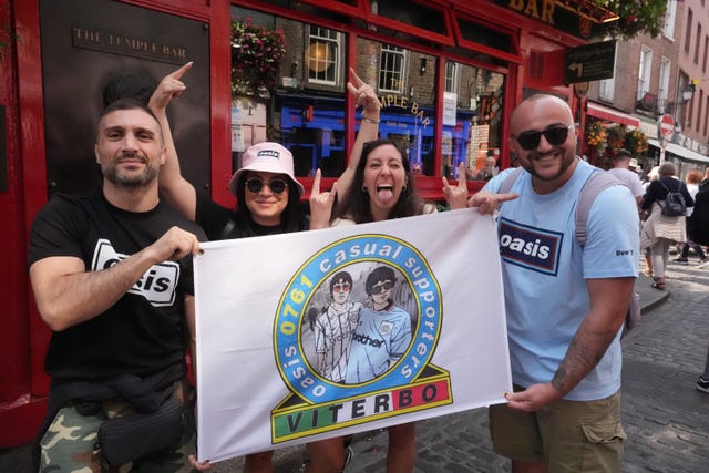 ITalian Oasis fans in Temple Bar ahead of the band playing in Dublin earlier this month
