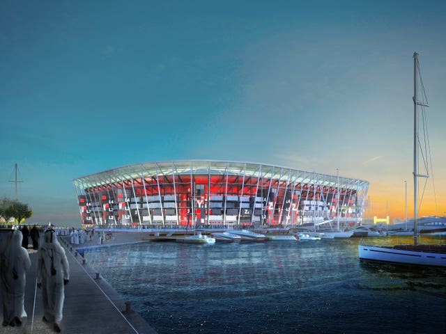 A computer generated image of the Ras Abu Aboud Stadium in Doha, which is set to host matches at the 2022 World Cup.