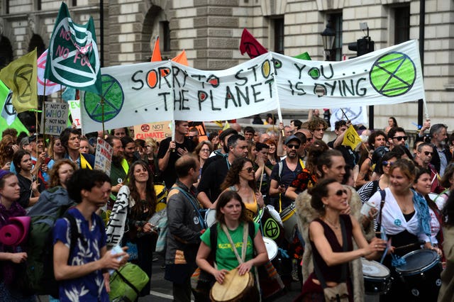 Extinction Rebellion protesters reach their final destination of Parliament Square