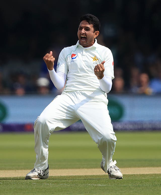 Mohammad Abbas celebrates taking the wicket of Jos Buttler