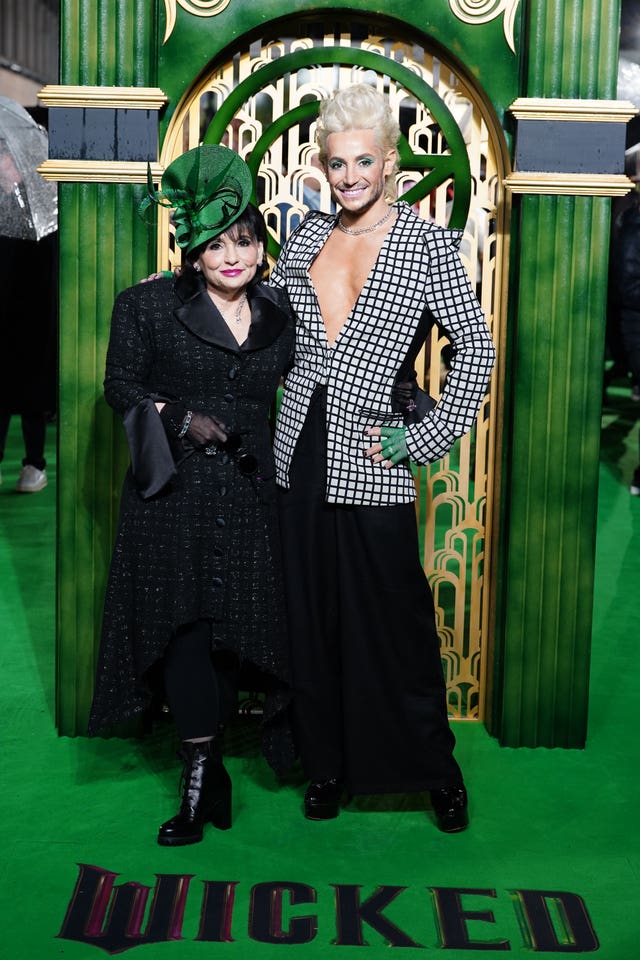 Joan Grande and Frankie Grande arriving for the UK premiere of Wicked at the Royal Festival Hall, Southbank Centre in London
