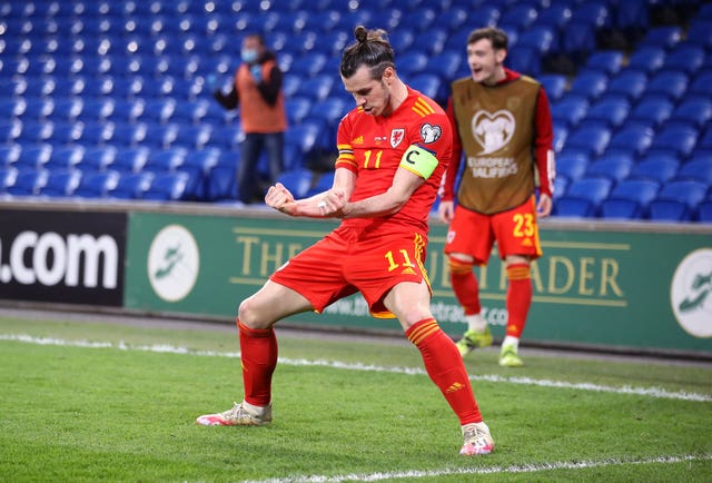 Gareth Bale celebrates setting up Daniel James'' winner 